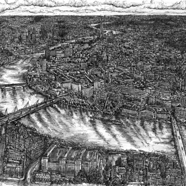 London panoramic pen & ink drawing